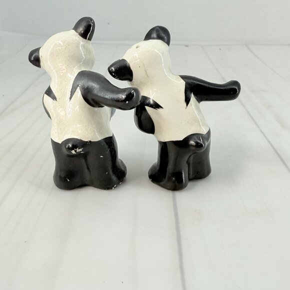 Vintage Salt & Pepper Shakers Dancing Panda Bears Ceramic Figurine Set Japan - Picture 4 of 11